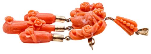 BROCHE COLGANTE CON CORAL DEL S.XIX