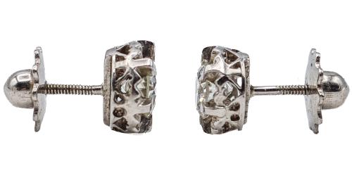 PENDIENTES SOLITARIOS CON DIAMANTES, MEDIADOS S.XX