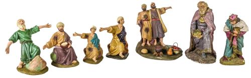 SIETE FIGURAS DE PESEBRE DE MEDIADOS DE SIGLO XX