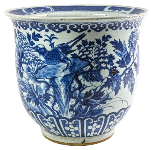 MACETERO ORIENTAL EN PORCELANA DE FINALES DEL S.XIX