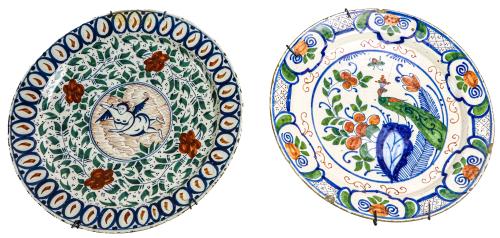 DOS PLATOS EN PORCELANA DE DELFT S.XVIII