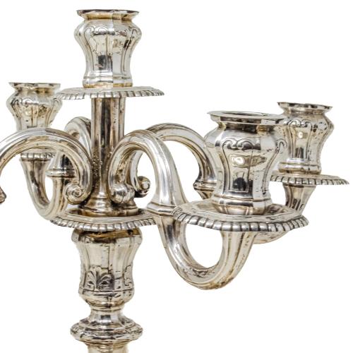 CANDELABRO DE PLATA DE MEDIADOS DE SIGLO XX