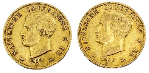 DOS MONEDAS DE ORO DE 40 LIRAS