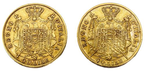 DOS MONEDAS DE ORO DE 40 LIRAS