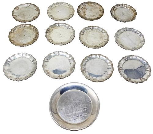 CONJUNTO DE 13 PLATITOS DE PLATA DE LOS AÑOS 80