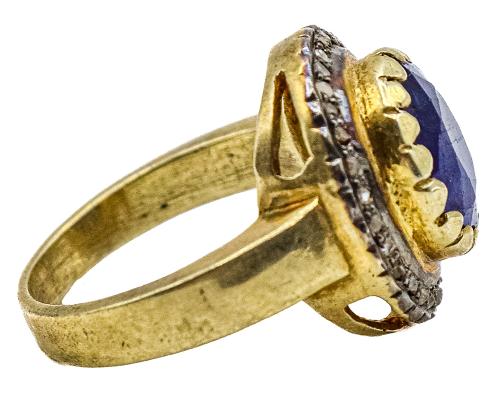 ANILLO ROSETÓN CON ZAFIRO Y DIAMANTES