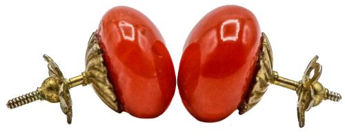 PENDIENTES DORMILONAS CON CORAL DEL S.XIX