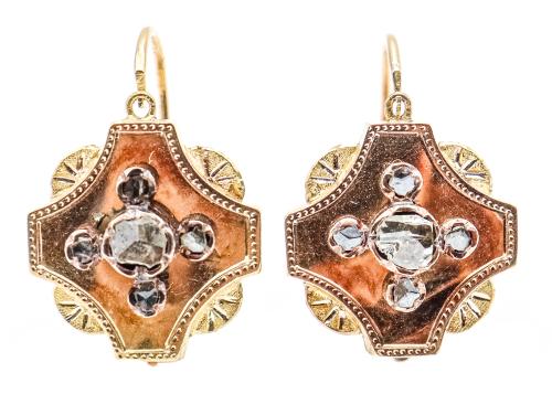 PENDIENTES ALFONSINOS CON DIAMANTES DEL S.XIX