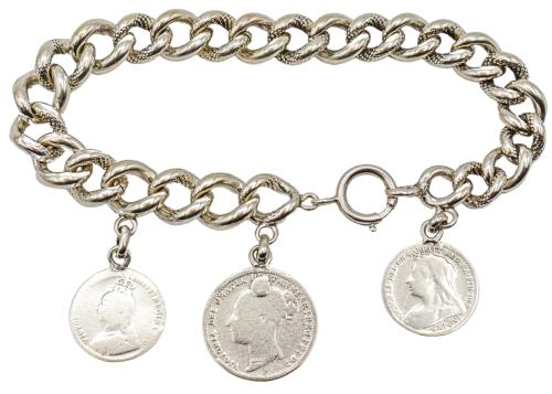 PULSERA DE PLATA CON MONEDAS