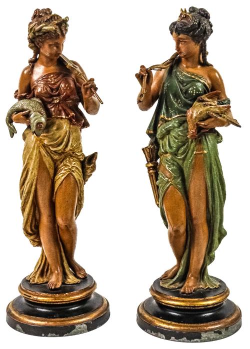 PAREJA DE FIGURAS ALEGÓRICAS DE FINALES DEL S. XIX