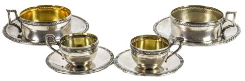 CONJUNTO DE TAZAS Y PLATOS DE PLATA DEL PRIM TERCIO DE S. XX