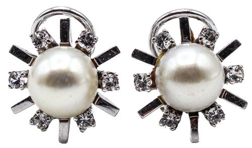 PENDIENTES CON PERLAS Y BRILLANTES