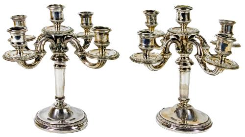 PAREJA DE CANDELABROS DE PLATA DE PRINCPIOS DEL SIGLO XX