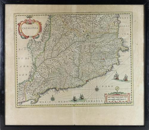 MAPA DE CATALUÑA JOHANNES JANSSONIUS DE 1647