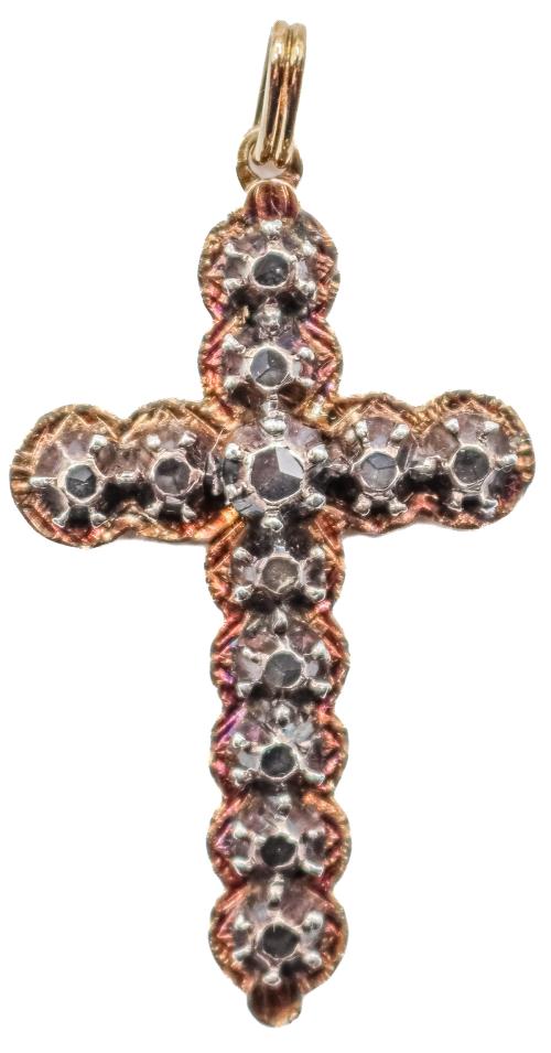 CRUZ COLGANTE CON DIAMANTES DEL S.XIX