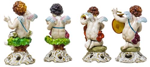 CUATRO ANGELITOS MÚSICOS PORCELANA CENTROEUROPEA