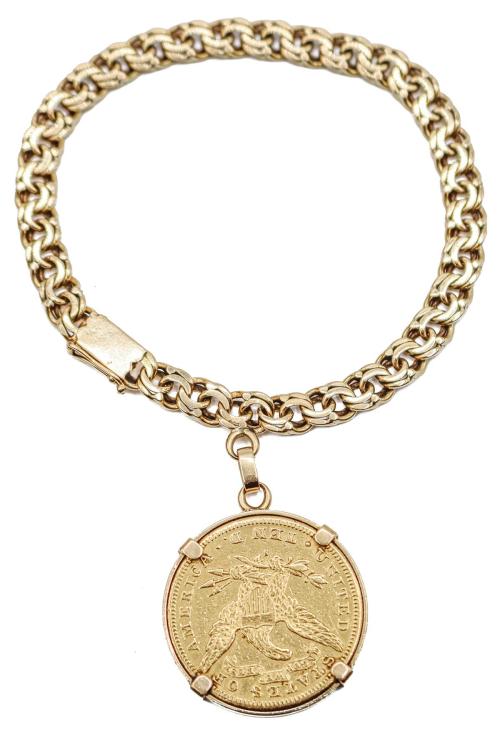 PULSERA CON MONEDA AÑOS 60