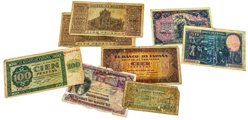 LOTE DE PAPEL MONEDA Y NUMERO DE LOTERIA