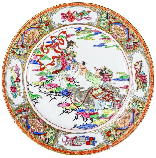 CINCO PLATOS DE PORCELANA CHINA DE MEDIADOS DEL S. XX