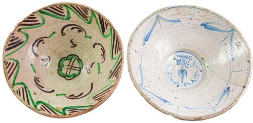 CUATRO PLATOS DE CERAMICA ARAGONESA S.XVII-XVIII