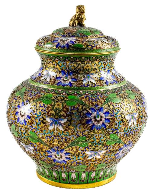 TIBOR ORIENTAL CLOISONNÉ DE MEDIADOS DEL S.XX