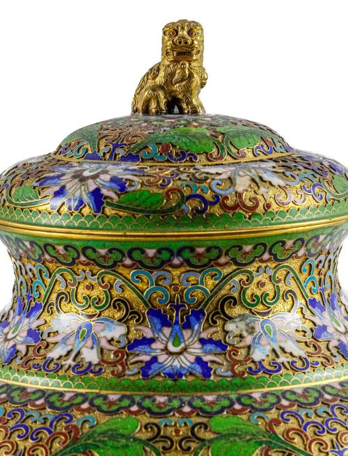 TIBOR ORIENTAL CLOISONNÉ DE MEDIADOS DEL S.XX