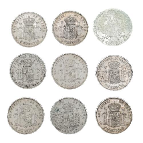 NUEVE MONEDAS DE PLATA