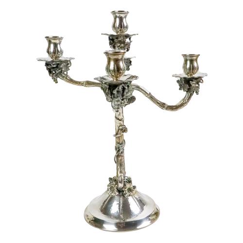 CANDELABRO EN PLATA DE MEDIADOS  DE S. XX