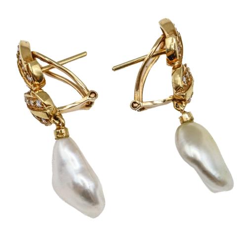 PENDIENTES CON PERLAS Y BRILLANTES