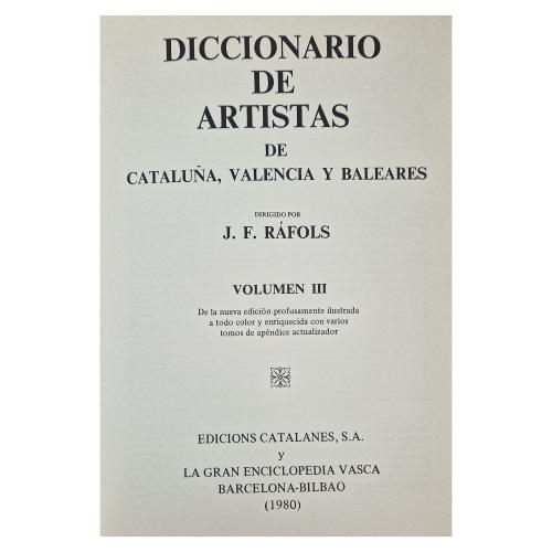 DICCIONARIO RÀFOLS DE ARTISTAS DE CATALUNYA...