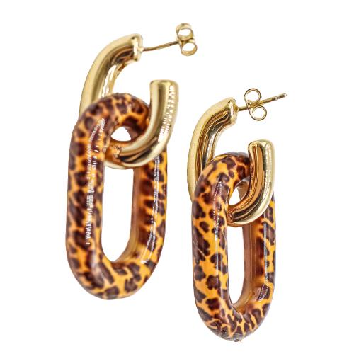 PENDIENTES DE PLATA CON ESMALTE ANIMAL PRINT