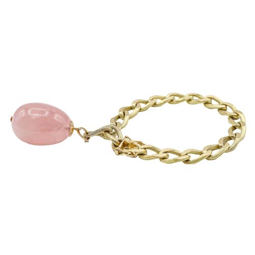 PULSERA CON COLGANTE DE CUARZO ROSA