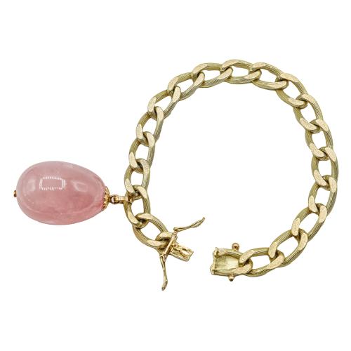 PULSERA CON COLGANTE DE CUARZO ROSA