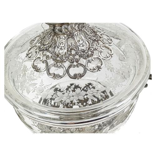 COPA DECORATIVA DE CRISTAL Y PLATA DEL PRIMER TERCIO  S. XX