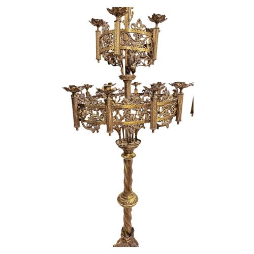 PAREJA DE GRANDES CANDELABROS DE IGLESIA DE FINALES S.XIX