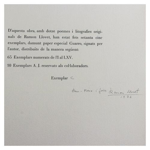 RAMON LLOVET, POEMES I LITOGRAFIES