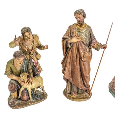 CONJUNTO DE FIGURAS DE PESEBRE DE MEDIADOS DEL  S.XX