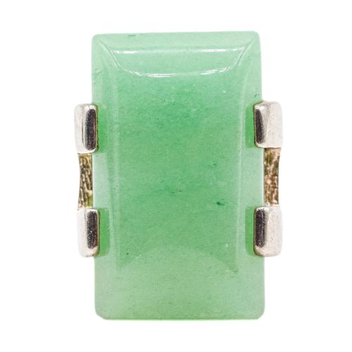 ANILLO DE PLATA CON AVENTURINA VERDE