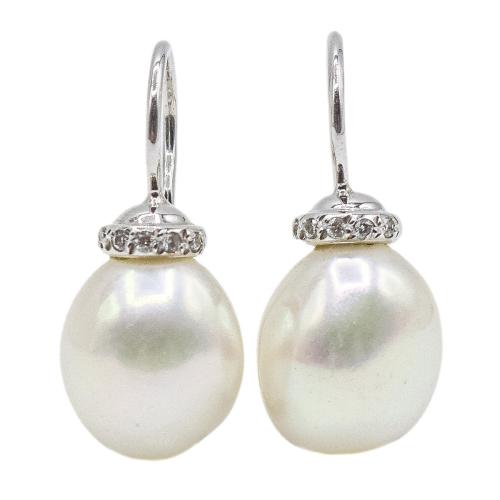 PENDIENTES CON PERLAS Y BRILLANTES