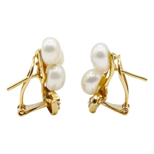 PENDIENTES CON PERLAS Y BRILLANTES