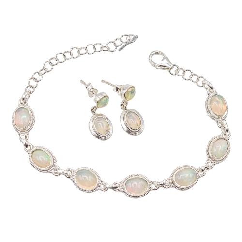 PULSERA Y PENDIENTES CON PIEDRAS LUNA