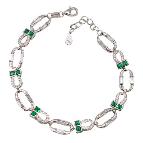 PULSERA CON CIRCONITAS Y CUARZOS VERDES