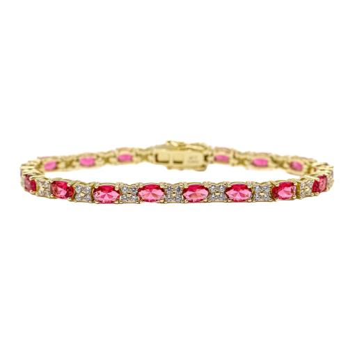 PULSERA CON CIRCONITAS Y CUARZOS ROSAS