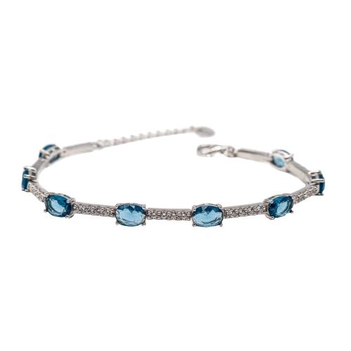 PULSERA CON CIRCONITAS Y CUARZOS AZULES