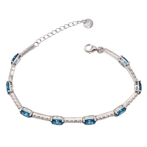 PULSERA CON CIRCONITAS Y CUARZOS AZULES